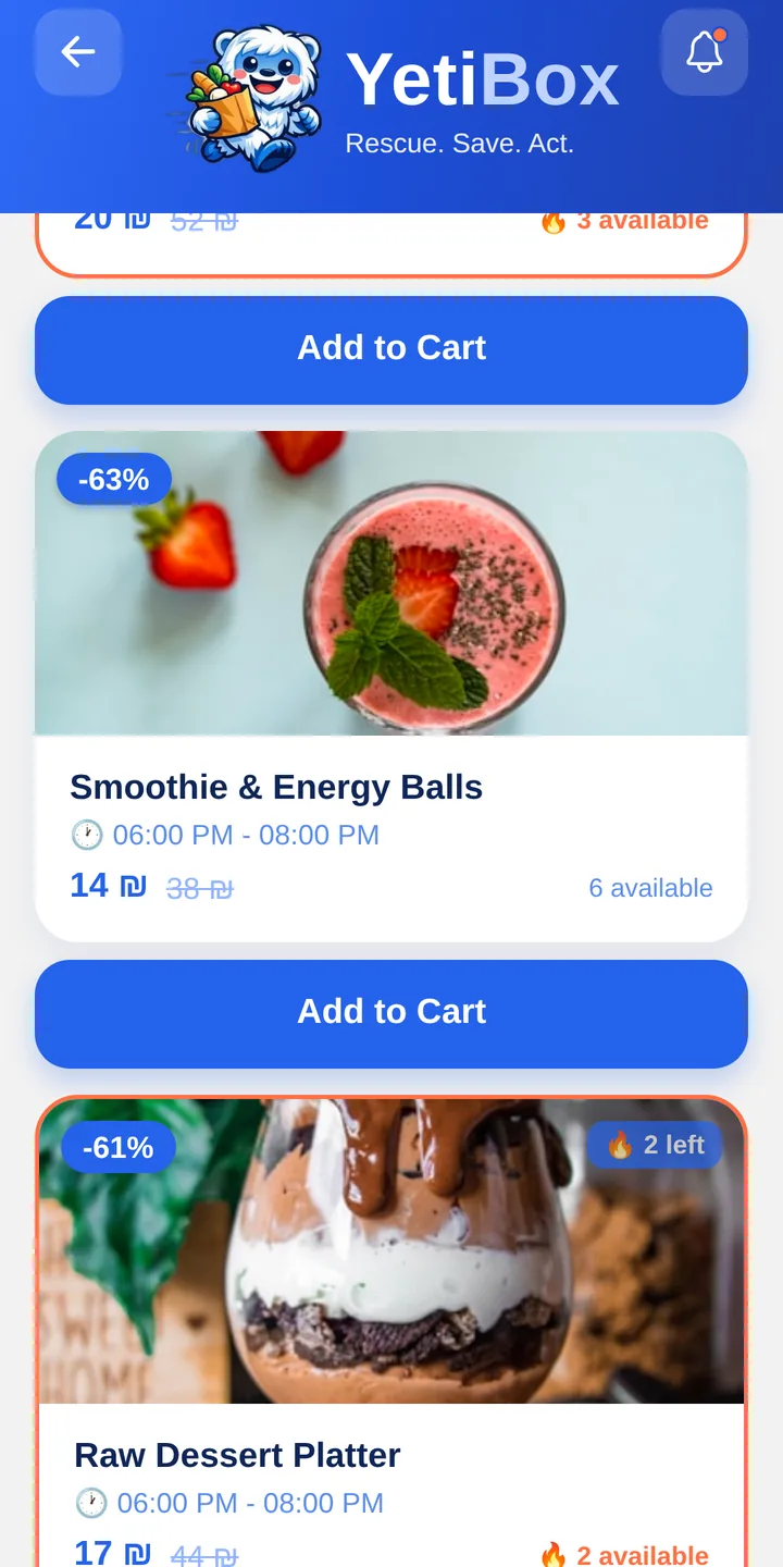 YetiBox basket detail screen